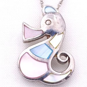 Sterling-Silver-SEAHORSE- Mother of Pearl Pendant